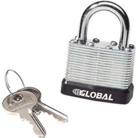 GLOBAL EQUIPMENT General Security Laminated Steel Padlock, Bumper   2 Keys -Keyed Differently 443231